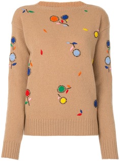 Prada джемпер с цветочной вышивкой