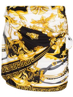 Versace присборенная юбка мини с принтом Baroque