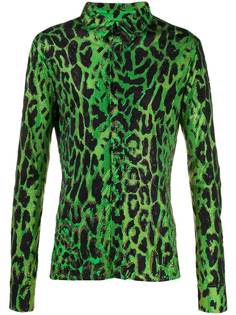 Versace рубашка с леопардовым принтом и стразами