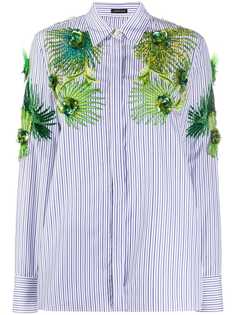 Versace полосатая рубашка с декором Jungle