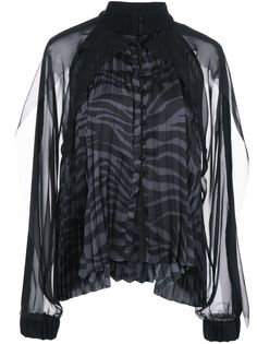 Sacai двухцветная плиссированная блузка