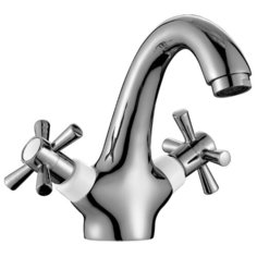 Смеситель для раковины (умывальника) DecoRoom DR46011 color двухрычажный двухцветный white