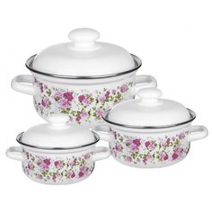 Набор кастрюль Лысьвенский завод эмалированной посуды С-124АП2/4 6 пр. китайская роза