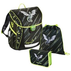Step By Step Ранец BaggyMax Fabby Dragon 3 предмета (1033199), черный/зеленый