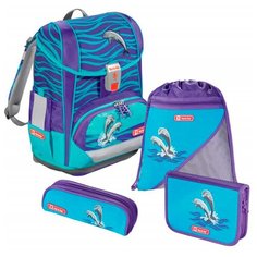 Step By Step Ранец Light2 Happy Dolphins 4 предмета (138502), бирюзовый