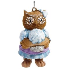 Елочная игрушка Magic Time Сова со стеклянным шаром (77782) коричневый/голубой/белый