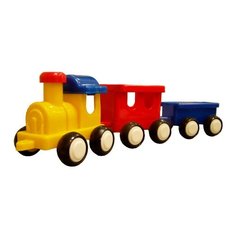 Каталка-игрушка Форма Паровозик (С-57-Ф) желтый/красный/синий