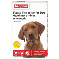 Beaphar ошейник от блох и клещей Flea & Tick для собак, 65 см, желтый