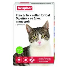 Beaphar ошейник от блох и клещей Flea & Tick для кошек, 35 см, зеленый