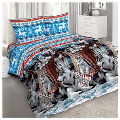 Постельное белье 1.5-спальное Letto B197 70х70 см, бязь синий