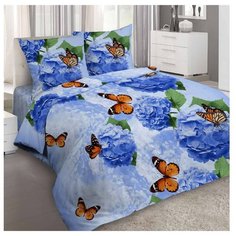 Постельное белье 1.5-спальное Letto B304 70х70 см, бязь голубой/синий