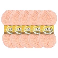 Пряжа Adelia Leda, 99 % акрил, 1 % люрекс, 100 г, 340 м, 5 шт., 204 Персиковый