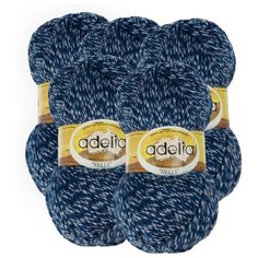 Пряжа Adelia Nelly мелажевая, 70 % шерсть, 30 % акрил, 100 г, 100 м, 5 шт., №14 т.синий