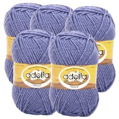 Пряжа Adelia Nelly мелажевая, 70 % шерсть, 30 % акрил, 100 г, 100 м, 5 шт., №23 св.синий