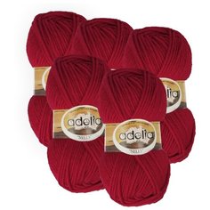 Пряжа Adelia Nelly однотонная, 70 % шерсть, 30 % акрил, 100 г, 100 м, 5 шт., №17 т.красный