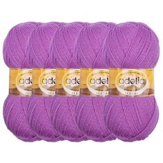 Пряжа Adelia Leda, 99 % акрил, 1 % люрекс, 100 г, 340 м, 5 шт., 205 сиреневый