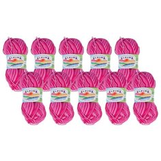 Пряжа Alpina Katrin, 100 % хлопок, 50 г, 140 м, 10 шт., №039 св.розовый-т.розовый-малиновый