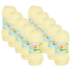 Пряжа Alpina Viven, 100 % бамбук, 50 г, 405 м, 10 шт., №09 молочный