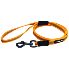 Поводок для собак Gripalle прорезиненный, черная стальная фурнитура оранжевый 1.5 м 18 мм