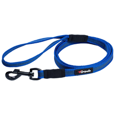 Поводок для собак Gripalle прорезиненный, черная стальная фурнитура синий 1.5 м 18 мм