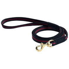 Поводок для собак Gripalle прорезиненный, фурнитура из латуни черный/красный 1.5 м 20 мм