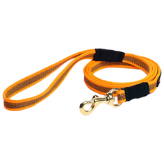 Поводок для собак Gripalle прорезиненный, фурнитура из латуни оранжевый 1.5 м 18 мм