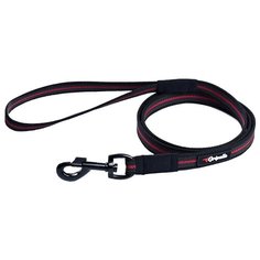 Поводок для собак Gripalle прорезиненный, черная стальная фурнитура черный/красный 1.5 м 20 мм