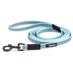 Поводок для собак Gripalle прорезиненный, черная стальная фурнитура голубой 5 м 20 мм