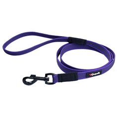 Поводок для собак Gripalle прорезиненный, черная стальная фурнитура фиолетовый 5 м 20 мм