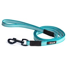 Поводок для собак Gripalle прорезиненный, черная стальная фурнитура бирюзовый 2 м 20 мм