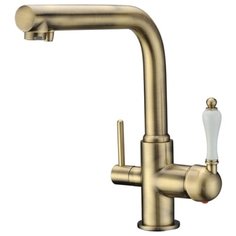 Смеситель для кухни (мойки) KAISER 31144-3 bronze однорычажный бронза бронза/белый