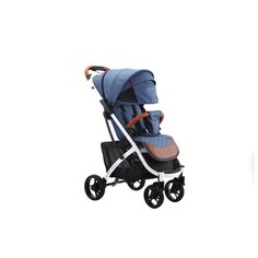 Прогулочная коляска Babalo 2020 (раздвиж. бампер, сумка-чехол, москит., дожд., крючки, подстак., накидка на ножек) синий/белая рама, цвет шасси: белый