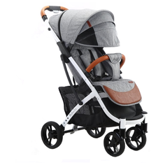 Прогулочная коляска Babalo 2020 (раздвиж. бампер, сумка-чехол, москит., дожд., крючки, подстак., накидка на ножек) серый/белая рама, цвет шасси: белый