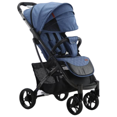 Прогулочная коляска Babalo 2020 (раздвиж. бампер, сумка-чехол, москит., дожд., крючки, подстак., накидка на ножек) синий/черная рама, цвет шасси: черный