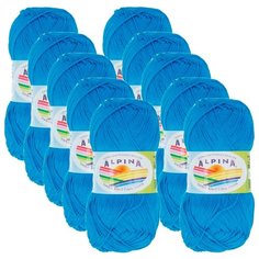 Пряжа Alpina Xenia, 100 % хлопок, 50 г, 240 м, 10 шт., №844 яр.голубой
