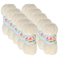 Пряжа Alpina Xenia, 100 % хлопок, 50 г, 240 м, 10 шт., №823 шампань