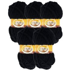 Пряжа Adelia Dolly однотонная, 100 % полиэстер, 100 г, 40 м, 5 шт., №02 черный
