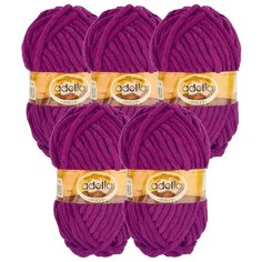 Пряжа Adelia Dolly однотонная, 100 % полиэстер, 100 г, 40 м, 5 шт., №29 т. фиолетовый
