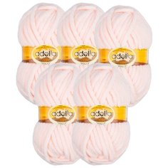 Пряжа Adelia Dolly однотонная, 100 % полиэстер, 100 г, 40 м, 5 шт., №28 молочный