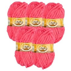 Пряжа Adelia Dolly однотонная, 100 % полиэстер, 100 г, 40 м, 5 шт., №23 коралловый