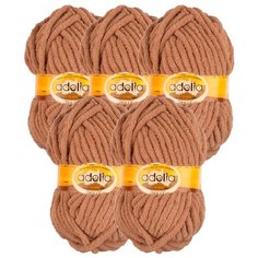 Пряжа Adelia Dolly однотонная, 100 % полиэстер, 100 г, 40 м, 5 шт., №22 св.коричневый
