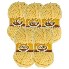 Пряжа Adelia Dolly однотонная, 100 % полиэстер, 100 г, 40 м, 5 шт., №03 св.желтый