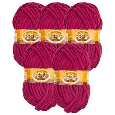Пряжа Adelia Dolly однотонная, 100 % полиэстер, 100 г, 40 м, 5 шт., №24 бордовый
