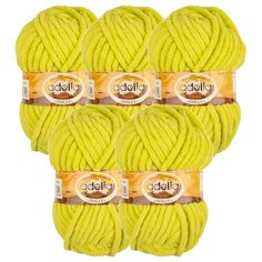 Пряжа Adelia Dolly однотонная, 100 % полиэстер, 100 г, 40 м, 5 шт., №30 желто-зеленый