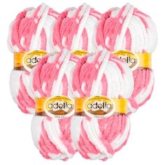 Пряжа Adelia Dolly секционного окрашивания, 100 % полиэстер, 100 г, 40 м, 5 шт., №16 бело-розовый