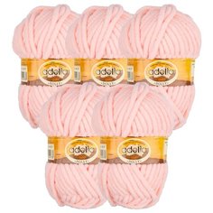 Пряжа Adelia Dolly однотонная, 100 % полиэстер, 100 г, 40 м, 5 шт., №27 св. персиковый