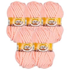 Пряжа Adelia Dolly однотонная, 100 % полиэстер, 100 г, 40 м, 5 шт., №21 персиковый