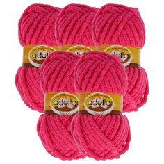 Пряжа Adelia Dolly однотонная, 100 % полиэстер, 100 г, 40 м, 5 шт., №25 яр.розовый