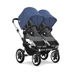 Универсальная коляска Bugaboo Donkey 2 Duo (2 в 1) Alu/Grey melange/Sky blue, цвет шасси: серебристый