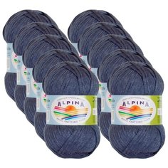 Пряжа Alpina Nori, 44 % хлопок, 56 % акрил, 50 г, 100 м, 10 шт., №12 синий
